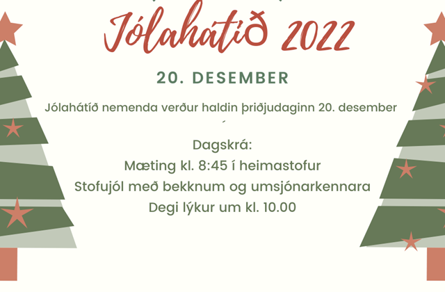 Breyting á dagskrá Jólahátíðar