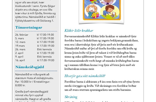 Foreldrafærninámskeið á vorönn 2019
