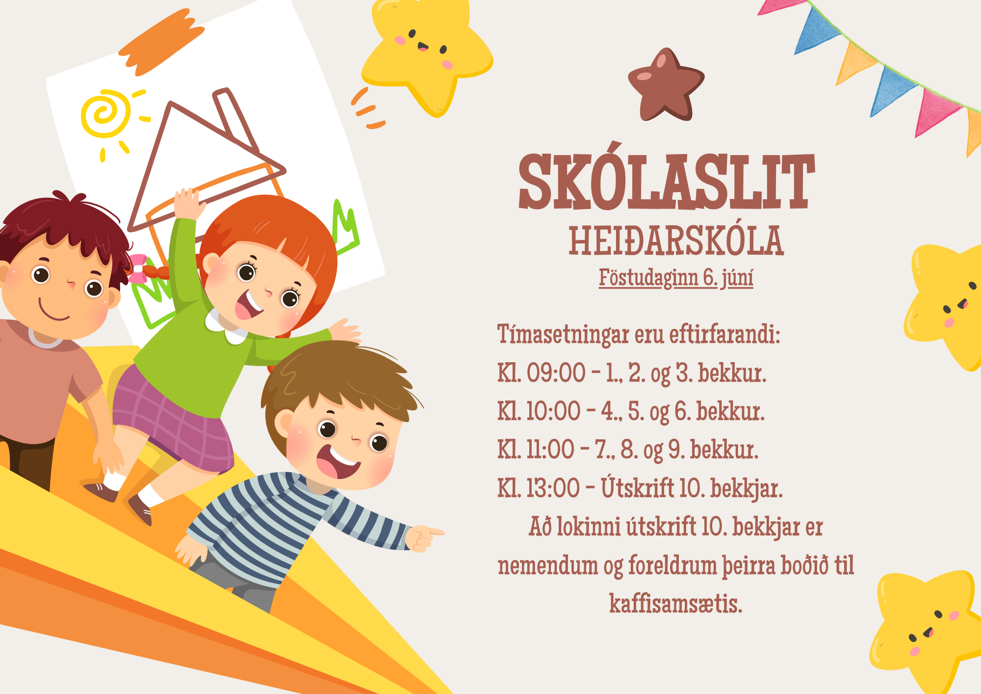 Tímasetningar skólaslita