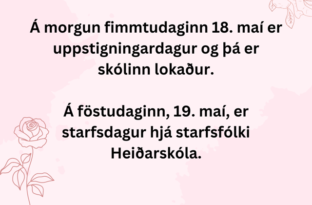 Uppstigningardagur og starfsdagur